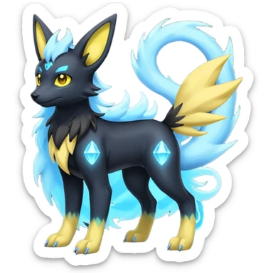 Manectric-Electrike-Aurorus-Umbreon-Draco-Fakémon-hybrid-creature (full body), 4 legs sticker