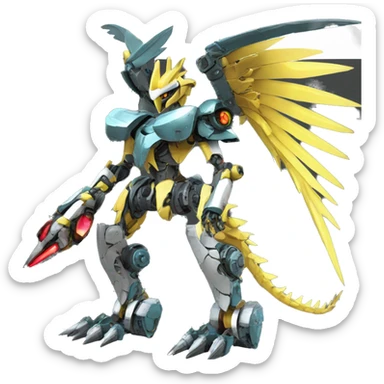 mechanical spiky Medabot-raptor-dragon-Bionicle-mecha full body sticker