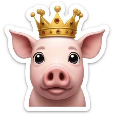 a pig with a crown on the head sticker