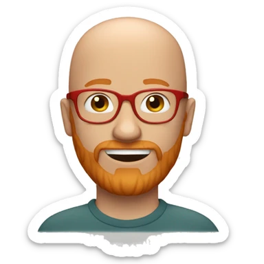 almost bald man with red glasses and ginger beard sticker