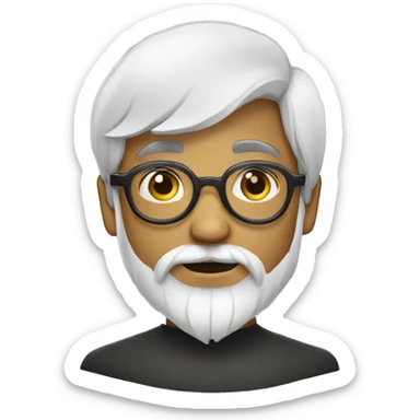 White complex Indian boy with beard and moustache wearing pentagonal glasses sticker