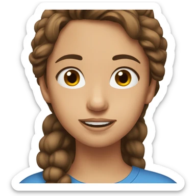 A girl with brown hair and brown eyes. She wearing a beatifyl blue T-shirt. sticker