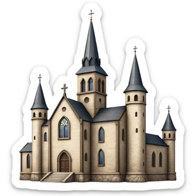 church with turret castle spire sticker