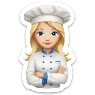 Full body 
Sexy Long Blonde hair blue eyed female chef arms folded sticker