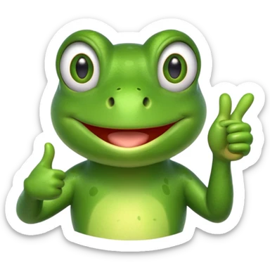 Can you create an animated emoji gif of a cute frog giving a thumbs up for agreement sticker