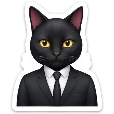 Black cat in a black business suit in an office called PrimeCopy sticker