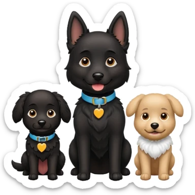 Four Dogs selling a black dog with a collar sticker