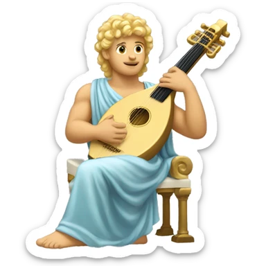 Apollo god. Holding a lyre with Blonde hair sticker