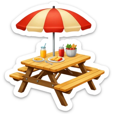 picnic table with food items on it sticker