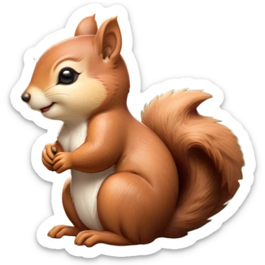 Beautiful and Majestic Squirrel Portrait Emoji, Head and body rendered in serene repose with a gentle, content smile and softly closed eyes, showcasing a delicately textured, bushy-tailed form and perky little ears, Simplified yet exquisitely endearing features, highly detailed, glowing with a soft, drowsy woodland light, high shine, relaxed and utterly enchanting, stylized with an air of timeless forest majesty, soft glowing outline, capturing the essence of a beautiful and majestic squirrel that embodies the pure charm of nature! sticker