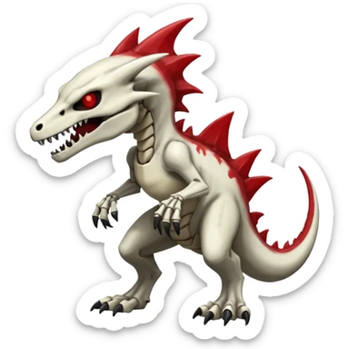 Shiny White Evil Glowing Eldritch Skeletal Creepy Edgy Badass Cool Marowak-Boneknapper-Salandit-Duskull-Darkdramon-fusion with bloody red markings sticker