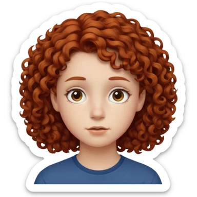 adolescent au visage impassible. Cheveux chatains frisés courts sticker