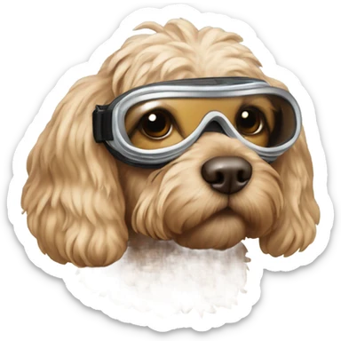 Cockapoo wearing ski goggles  sticker