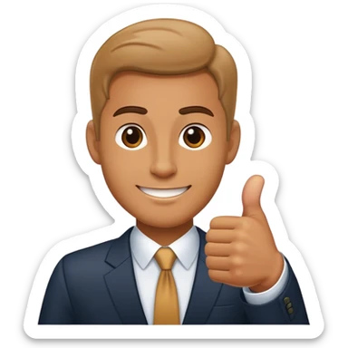 photorealistic businessman shows thumb up sticker