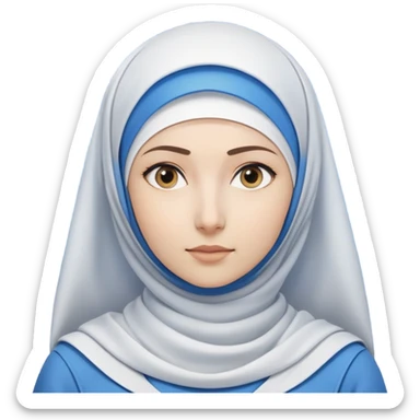 woman with white hijab wearing blue outfit, looking straight ahead, surrounded by code snippets, algorithms, data structures, programming languages, command terminals, software architecture diagrams, computer science formulas, and futuristic tech interfaces sticker