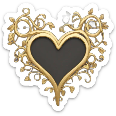 gold vine heart border goth style sticker