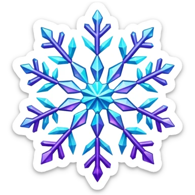 cyan and purple snowflake glitter sticker