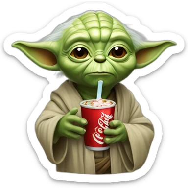 Yoda boit un coca sticker