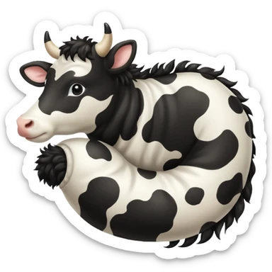 realistic white and black spotted cow tail, fluffy texture, slight curl at the end, soft shading, no background, transparent PNG style, emoji aesthetic sticker