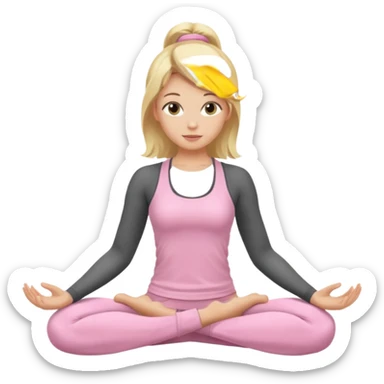 Yoga Blonde Girl With Light Pink Clothes sticker
