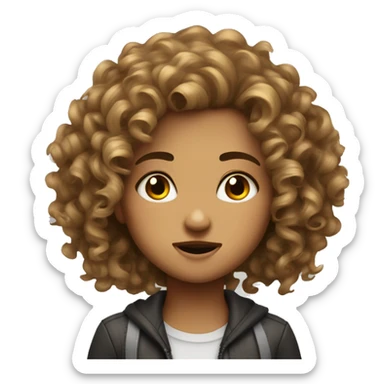 make a beatyful curly hair girl she is whita have a beatyful face but shes angry sticker