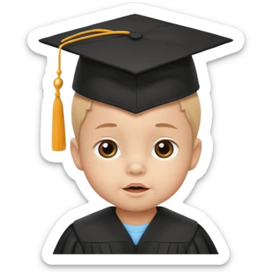 baby wearing a graduation hat sticker
