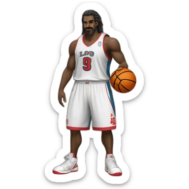 Lobo com bola de basquete sticker