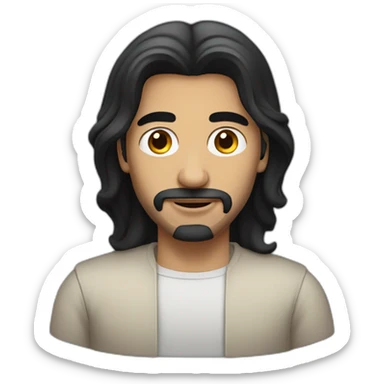 middle eastern man with long black hair sticker