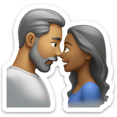  Grey Goatee beard man kisses Caribbean girl sticker