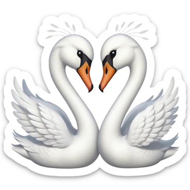Real Two swan kissing emoji sticker