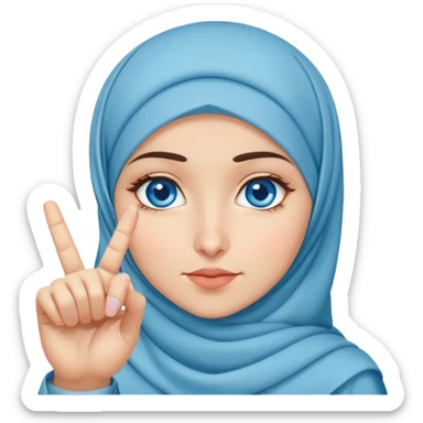 Turkish beautiful finish Konya girl blue eyes with hijab and says no with her finger  sticker