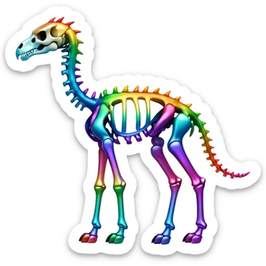 An iridescent rainbow gradient epic shiny cool edgy skeletal animal, full body sticker