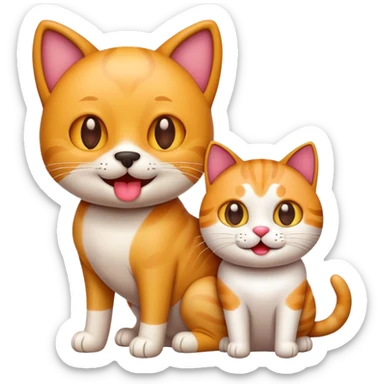 A cool dog emoji + A happy cat emoji sticker