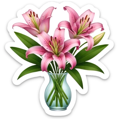 pink lily flower bouquet  sticker