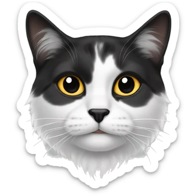 black and white long hair cat with black spot on nose sticker