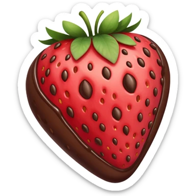 strawberry halfway covered in chocolate sticker