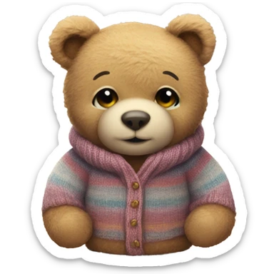 Original teddy bear super cute with cozy sweater sticker