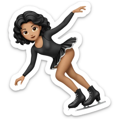una patinadora con pelo negro largo y ondulado en las puntas con un mallot muy bonito patinando sticker
