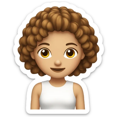 Chica blanca con pelo marron con fleco sticker