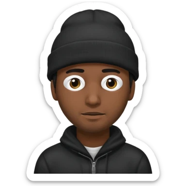 Hispanic man with black beanie hat that covers his eyes  sticker