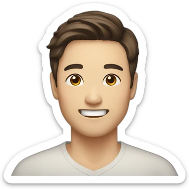 korean male early thirties short beard long brown hair happy expression sticker