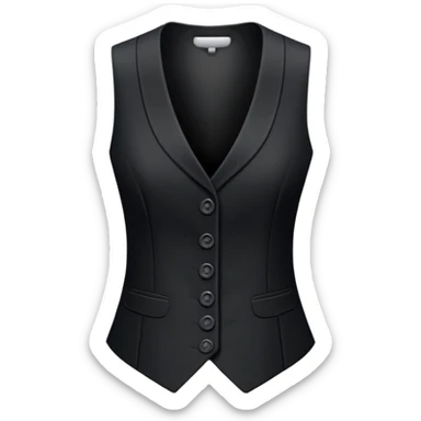 just a black women's vest garment with 3 buttons, no background, no model, only the clothing item sticker