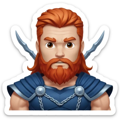 Thor, Thunder God from Norse Mythology with long red and beard, dark blue and silver outfit sticker
