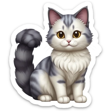 cinematic-[showshoe cat]-realistic-full-body-sitting-emoji,-tail-curled-playfully-around-its-paws,-head-tilted-dramatically,-fluffy-fur,-simplified-yet-realistic-focused-features,-highly-detailed,-glowing-with-an-almost-sarcastic-glow sticker