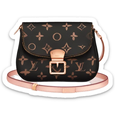 Black Designer Louis Vuitton bag with rose gold monogram and rose gold trim sticker
