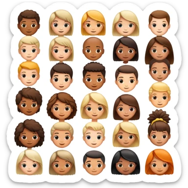 different children's hairstyles, cheerful and diverse sticker