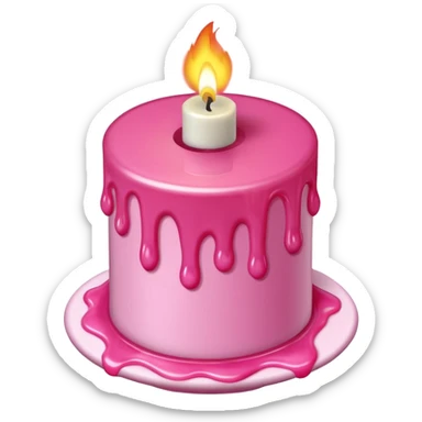 A drawing of a flaming pink candle that could be used at a romantic dinner table. The camera should be isometric at a ultra high angle. sticker