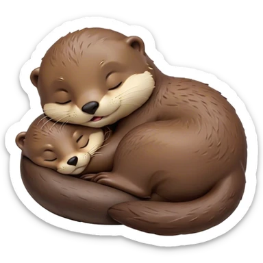 Meme-Worthy Cute Sleeping Otter Portrait Emoji, Head resting peacefully with a contented smile, showcasing a sleek, streamlined build and a luxuriously soft brown Fur, eyes shut in a serene, restful nap, Simplified yet hilariously adorable features, highly detailed, glowing with a soft, drowsy light, high shine, relaxed and utterly lovable, stylized with an air of playful laziness, bright and heartwarming, soft glowing outline, capturing the essence of a comically sleepy otter, so meme-worthy it feels like it could instantly become the next viral sensation of adorable slumber! sticker
