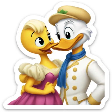 Donald and Daisy Duck kissing  sticker