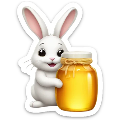 Bunny with a jar of honey sticker